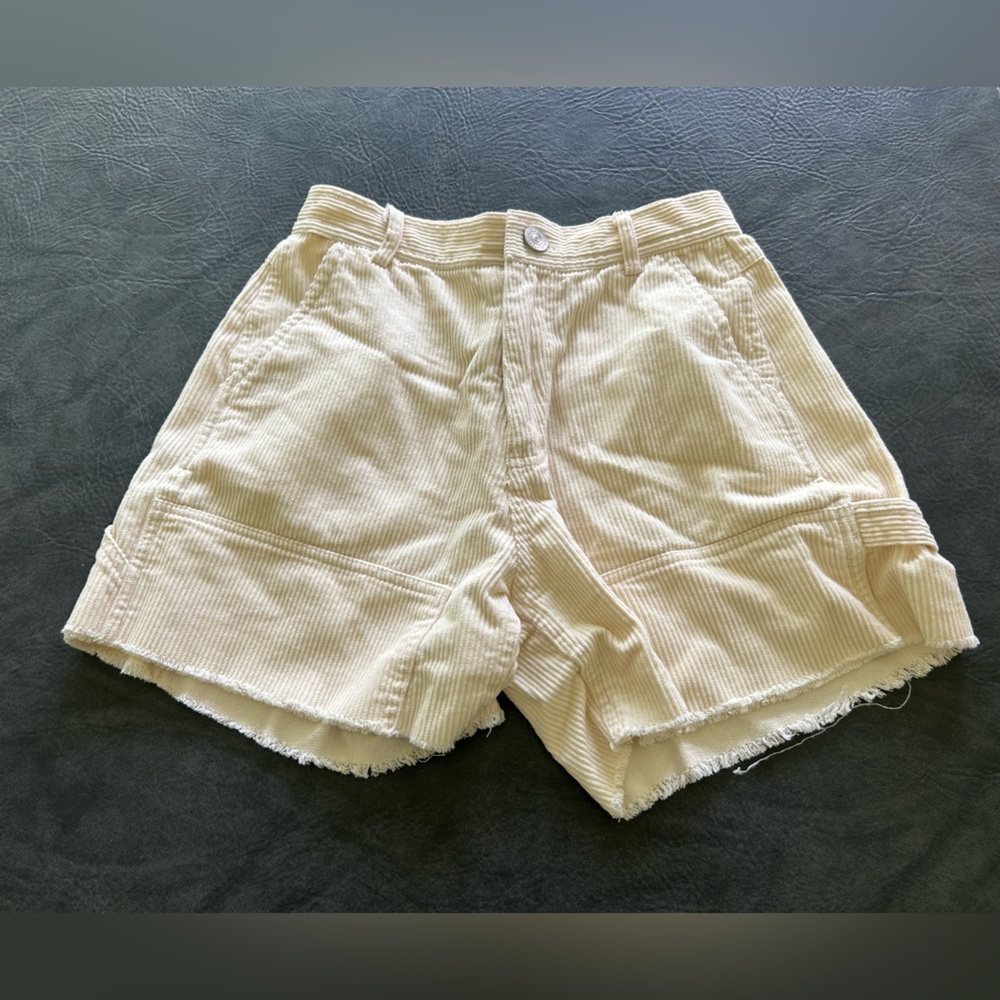 Forever 21 Cream Corduroy High-Waist Shorts